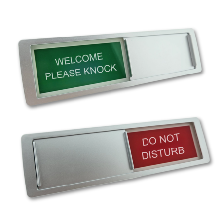 CombiCraft Welcome please knock Do not disturb bordje in een kunststof schuifprofiel ca. 178x50mm