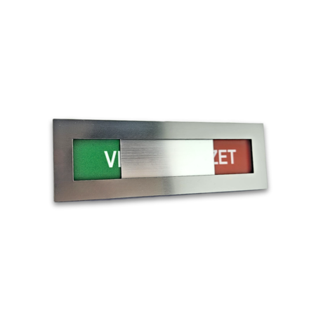 Vrij-Bezet bordje van RVS-look acrylaat met verschuifbaar voorpaneel in 4 maten
