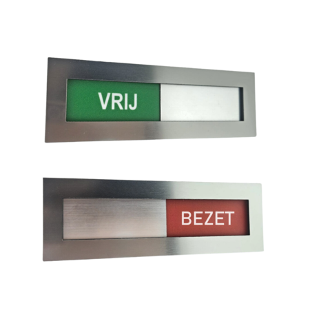 CombiCraft Vrij-Bezet bordje van RVS-look acrylaat met verschuifbaar voorpaneel in 4 maten