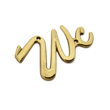 Gegoten toiletbordje "WC" (sierletters) in goudkleurig of zilverkleurig messing