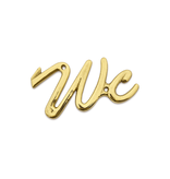 Gegoten toiletbordje "WC" (sierletters) in goudkleurig of zilverkleurig messing