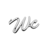 Gegoten toiletbordje "WC" (sierletters) in goudkleurig of zilverkleurig messing