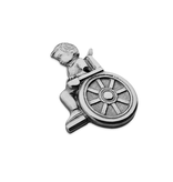 Gegoten Toiletbordje "Jongetje in rolstoel" in goudkleurig of zilverkleurig messing