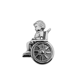 Gegoten Toiletbordje "Jongetje in rolstoel" in goudkleurig of zilverkleurig messing