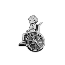 Gegoten toiletbordje "Jongetje in rolstoel"