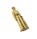 Gegoten toiletbordje "Man met bolhoed" in goudkleurig messing of zilverkleurig messing