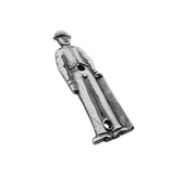 Gegoten toiletbordje "Man met bolhoed" in goudkleurig messing of zilverkleurig messing