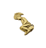 Gegoten Toiletbordje "Meisje op potje" in goudkleurig of zilverkleurig messing