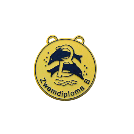 Zwemdiploma B medaille in verschillende kleuren Ø60mm