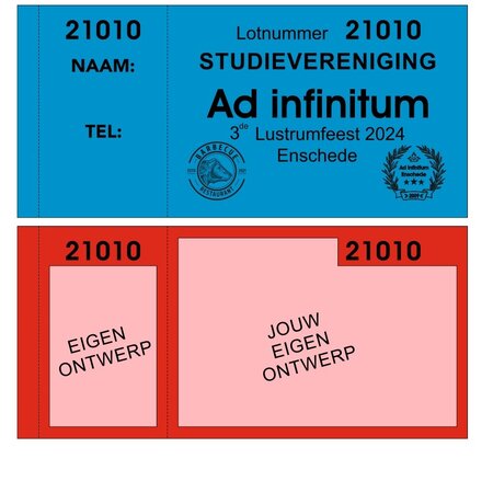 CombiCraft XXL Grote dubbelnummers of loten in een eigen ontwerp met een zwarte print op gekleurd papier per 200 loten  te bestellen