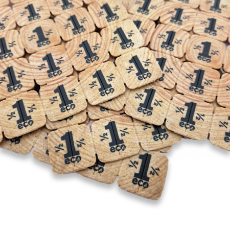 CombiCraft Houten Breekmunten neutraal 1000 stuks met 25 munten op matje