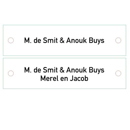 Naamplaatjes Deurintercom BV - Witte Naamplaatje voor - INTERN GEBRUIK -