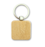 Houten sleutelhanger vierkant met logo 40x40mm - per 1 stuk