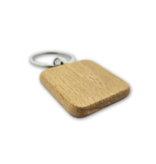 Houten sleutelhanger vierkant met logo 40x40mm - per 1 stuk