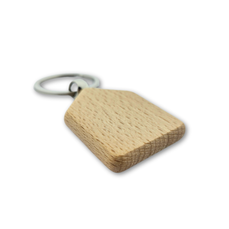 Blanco houten sleutelhanger huis 35x45mm - per 1 stuk