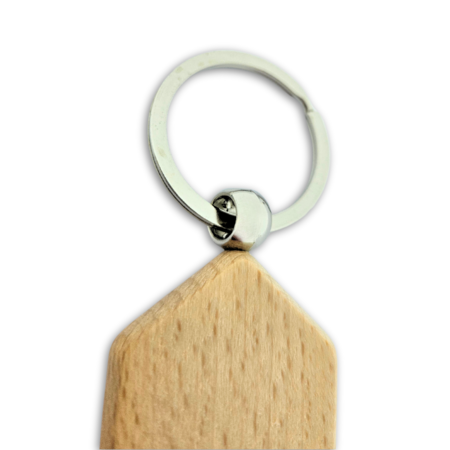 Blanco houten sleutelhanger huis 35x45mm - per 1 stuk