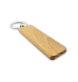 Houten sleutelhanger rechthoek met logo 27x80mm - per 1 stuk