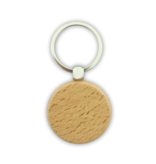 Houten sleutelhanger cirkel met logo 40x40mm - per 1 stuk