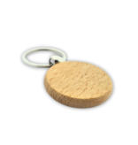 Houten sleutelhanger cirkel met logo 40x40mm - per 1 stuk