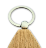 Houten sleutelhanger druppel met logo 36x58mm - per 1 stuk