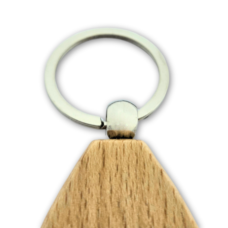 Houten sleutelhanger druppel met logo 36x58mm - per 1 stuk