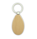 Houten sleutelhanger druppel met logo 36x58mm - per 1 stuk