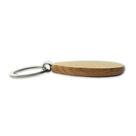 Houten sleutelhanger druppel met logo 36x58mm - per 1 stuk