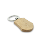Houten sleutelhanger schild met logo 32x45mm - per 1 stuk