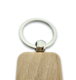 Houten sleutelhanger kleine rechthoek met logo 30x44mm - per 1 stuk