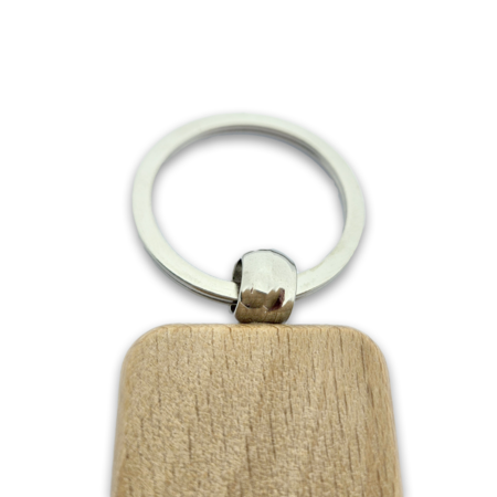Houten sleutelhanger kleine rechthoek met logo 30x44mm - per 1 stuk