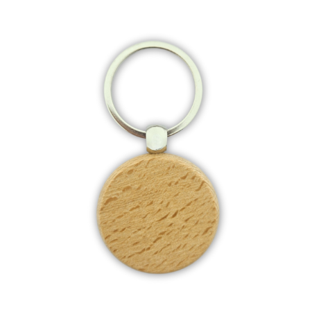 Houten sleutellabel cirkel met nummer gravering 40x40mm - per 1 stuk