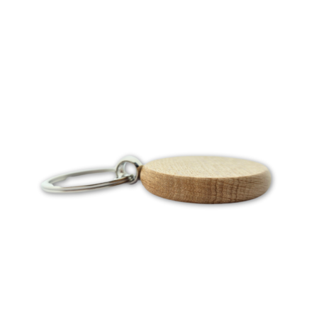 Houten sleutellabel cirkel met nummer gravering 40x40mm - per 1 stuk