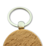 Houten sleutellabel cirkel met nummer gravering 40x40mm - per 1 stuk
