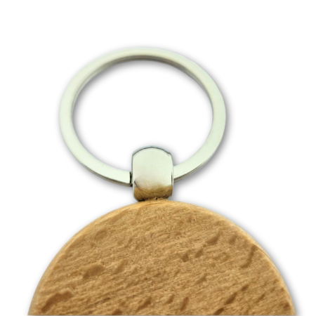 Houten sleutellabel cirkel met nummer gravering 40x40mm - per 1 stuk