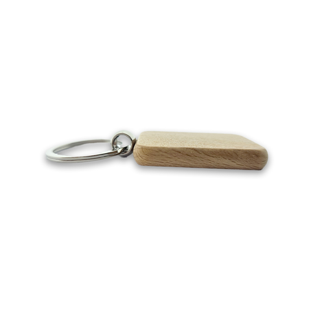 Kleine blanco houten sleutelhanger rechthoek 30x44mm - per 1 stuk