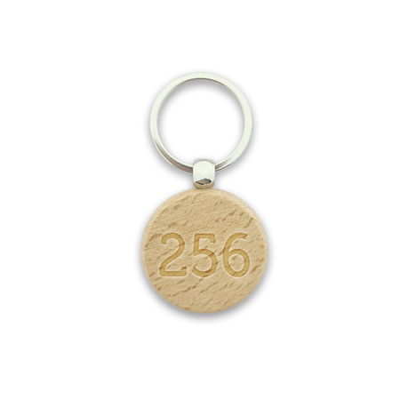 Houten sleutellabel cirkel met nummer gravering 40x40mm - per 1 stuk