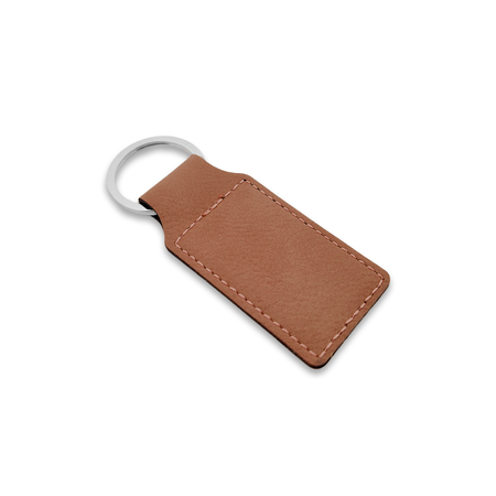 Blanco leren sleutelhanger rechthoek 33x70mm - per 1 stuk