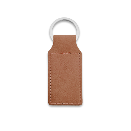 Blanco leren sleutelhanger rechthoek 33x70mm - per 1 stuk
