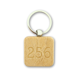 Houten sleutellabel vierkant met nummer gravering 40x40mm - per 1 stuk