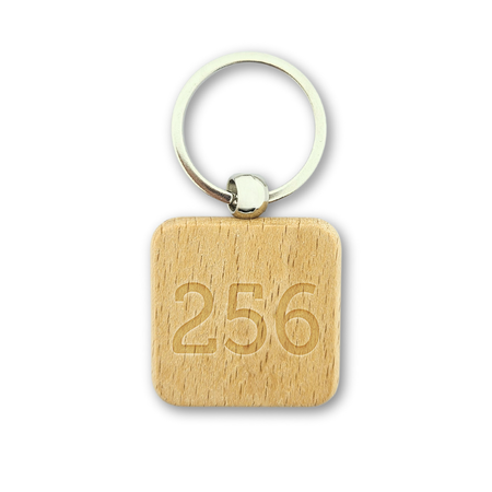 Houten sleutellabel vierkant met nummer gravering 40x40mm - per 1 stuk