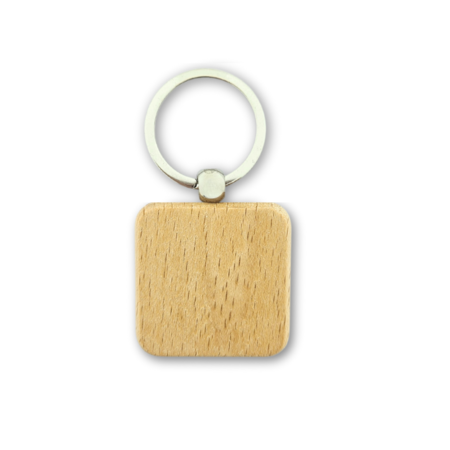 Houten sleutellabel vierkant met nummer gravering 40x40mm - per 1 stuk