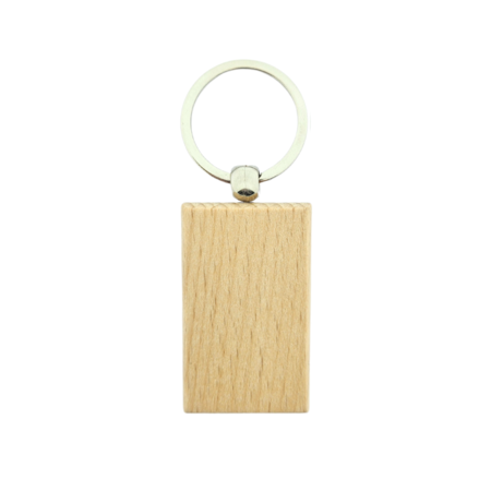 Middel blanco houten sleutelhanger rechthoek 32x51mm - per 1 stuk