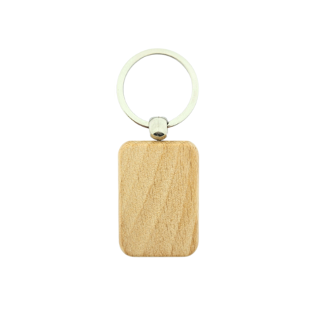 Kleine blanco houten sleutelhanger rechthoek 30x44mm - per 1 stuk