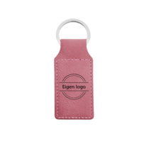 Leren sleutelhanger met logo roze