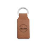 Leren sleutelhanger rechthoek met logo in bruin 33x70mm - per 1 stuk