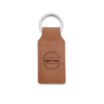 Leren sleutelhanger met logo bruin