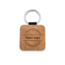 Leren sleutelhanger vierkant met logo in lichtbruin 50x50mm - per 1 stuk