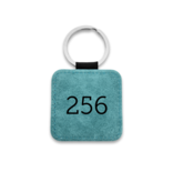 Leren sleutellabel met nummer vierkant 50x50mm - per 1 stuk