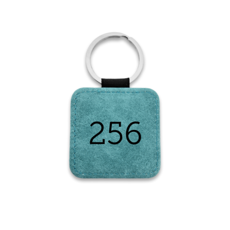 Leren sleutellabel met nummer vierkant 50x50mm - per 1 stuk