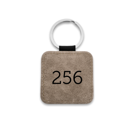 Leren sleutellabel met nummer vierkant 50x50mm - per 1 stuk
